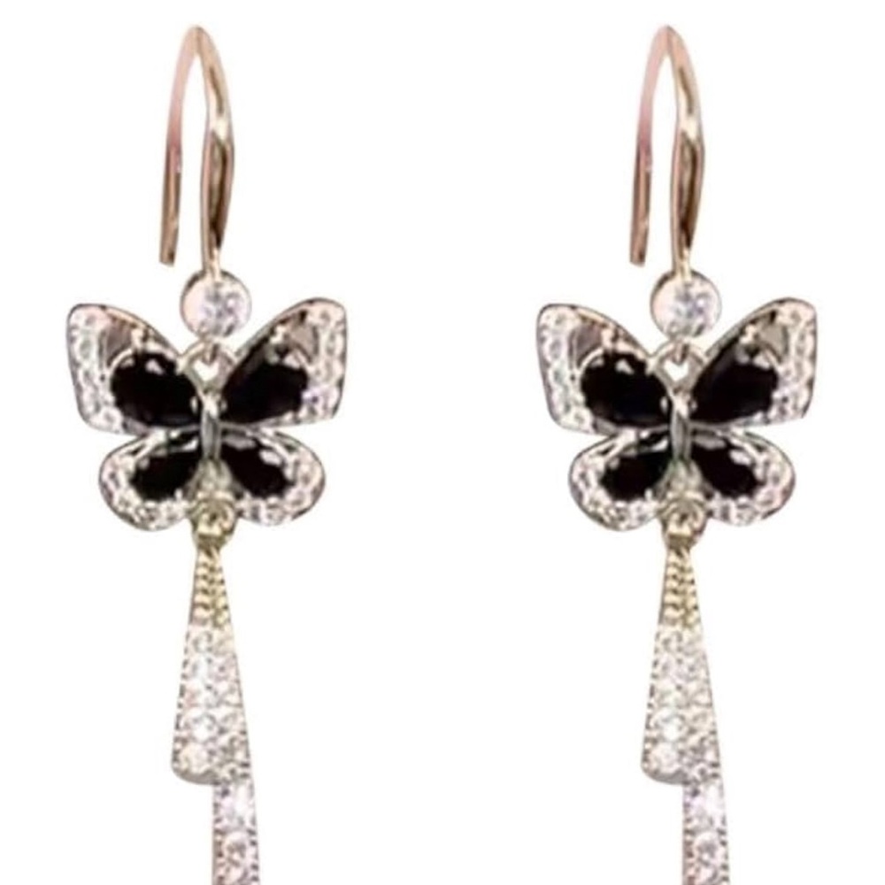 Butterfly Cubic Zirconia Dangle Earrings - New